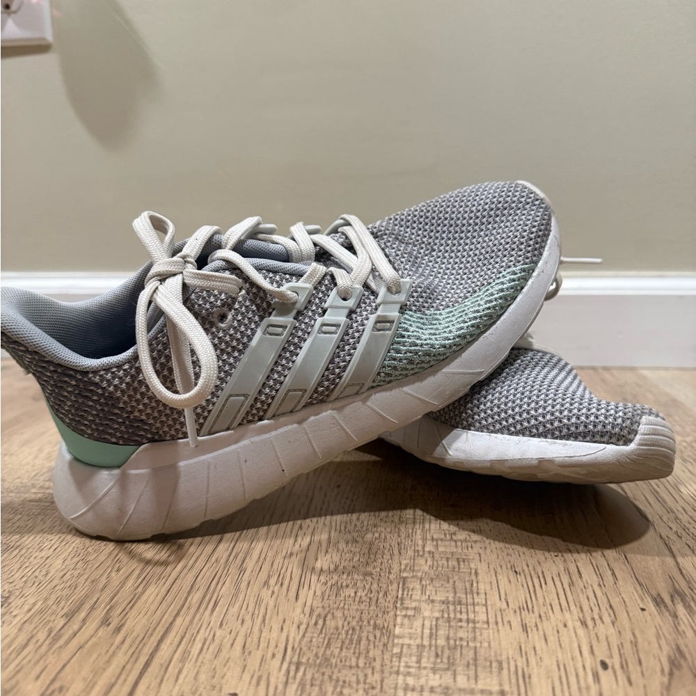 Adidas Gray and Light Green Running Shoes